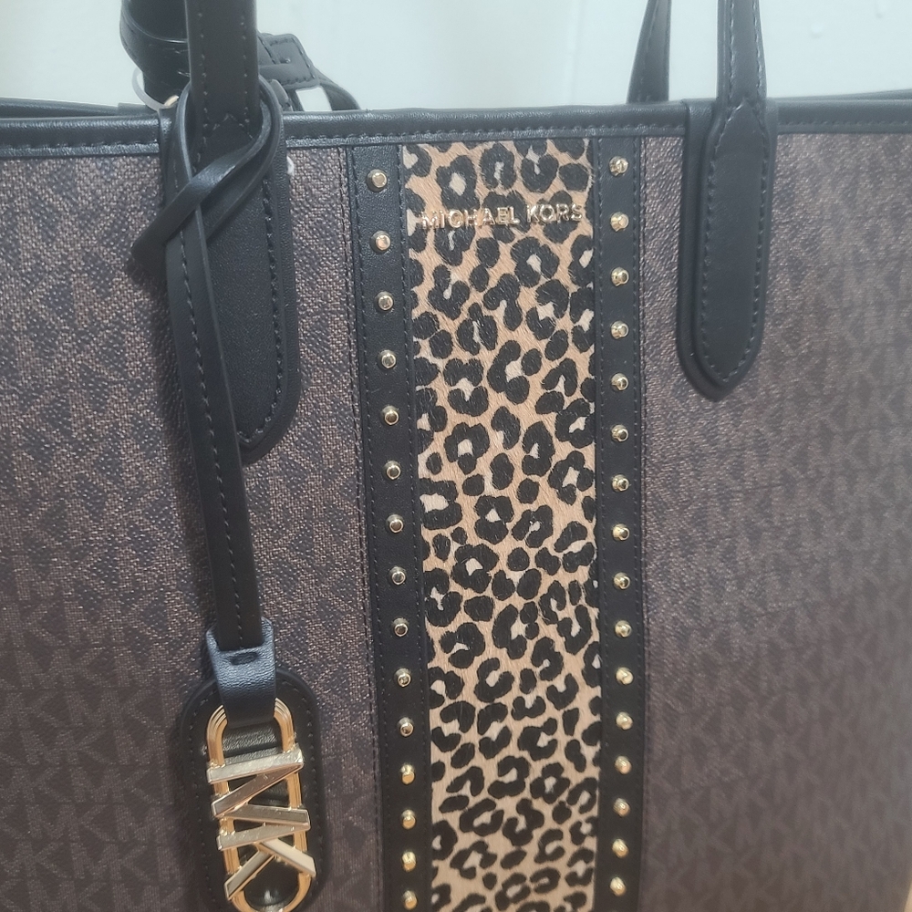 MICHAEL KORS Eliza Large East West Open Tote Purse Handbag, Brown, New - Picture 2 of 16